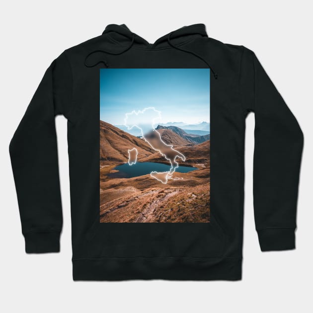 Italy Country Map | Luminous Landscapes Hoodie by Visitify